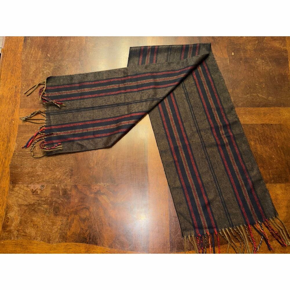 DIOR Cashmarie Christian Dior Monsieur Striped Acrylic Scarf Fringe